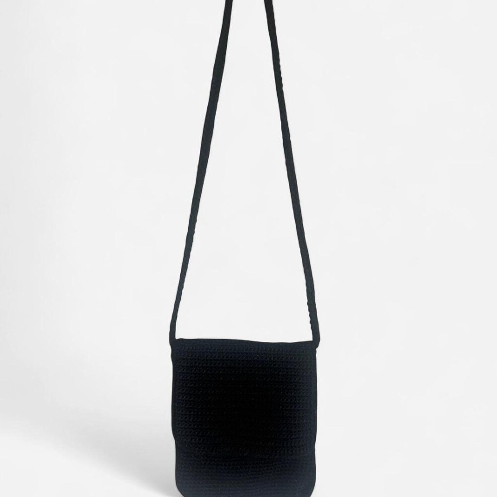 Vintage 90s The Sak Black Crochet Crossbody Bag 🖤✨